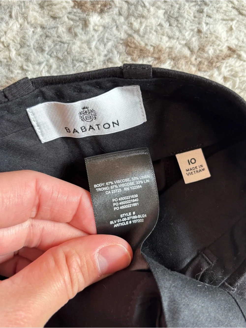 Babaton NWT Agency Linen Pant Black High-Rise Tailored Trousers Luxe Aritzia